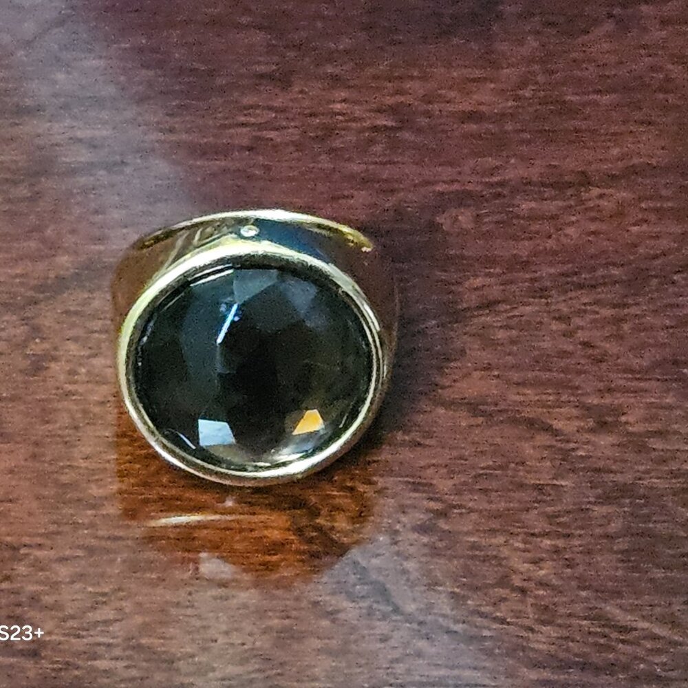 LE HEAVY HIGH END MONICA RICH KOSANN DIAMOND FACETED SMOKY QUARTZ 18K GOLD RING